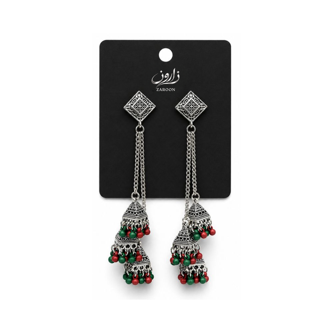 Oxidized Long Chain Kashmiri Jhumka  for Women