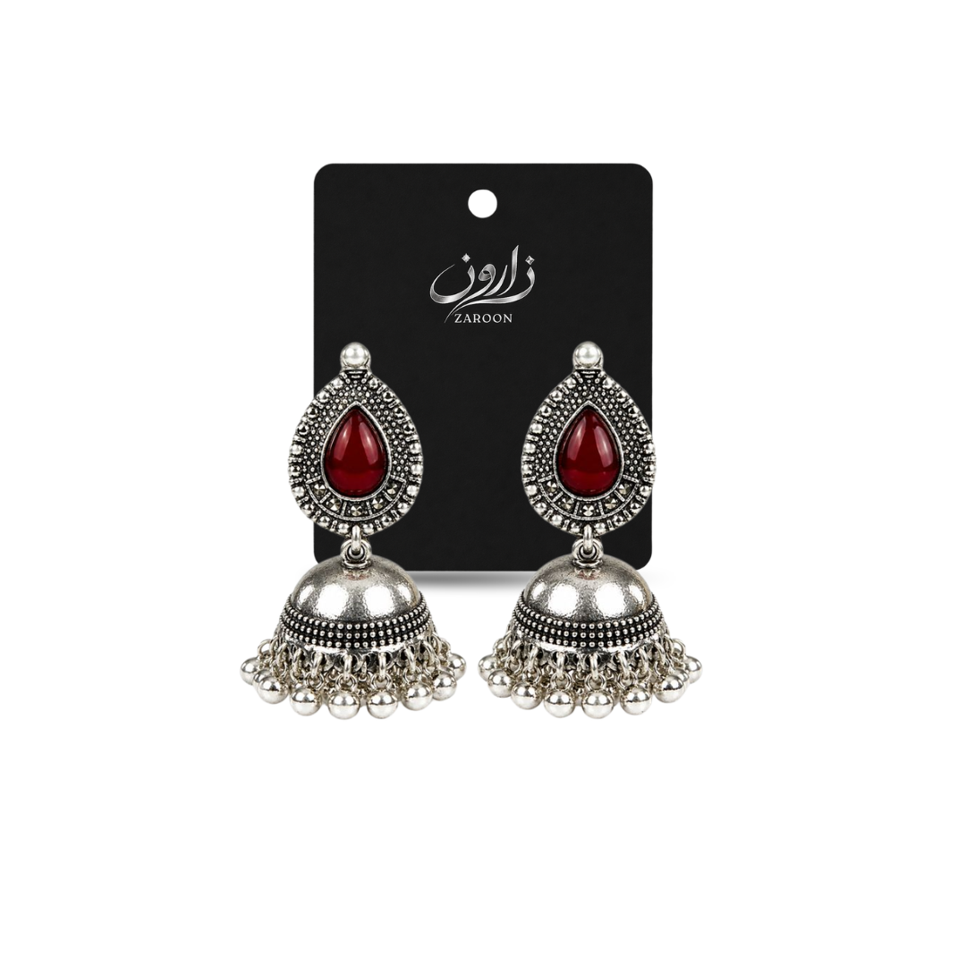 Antique Red Stone Jhumka