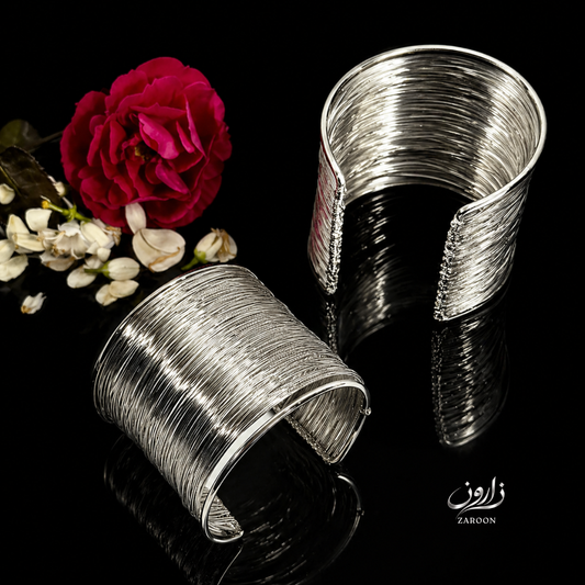 Oxidized Silver Wide Cuff Bracelet for Women | Adjustable Antique Hand Cuff Bangle