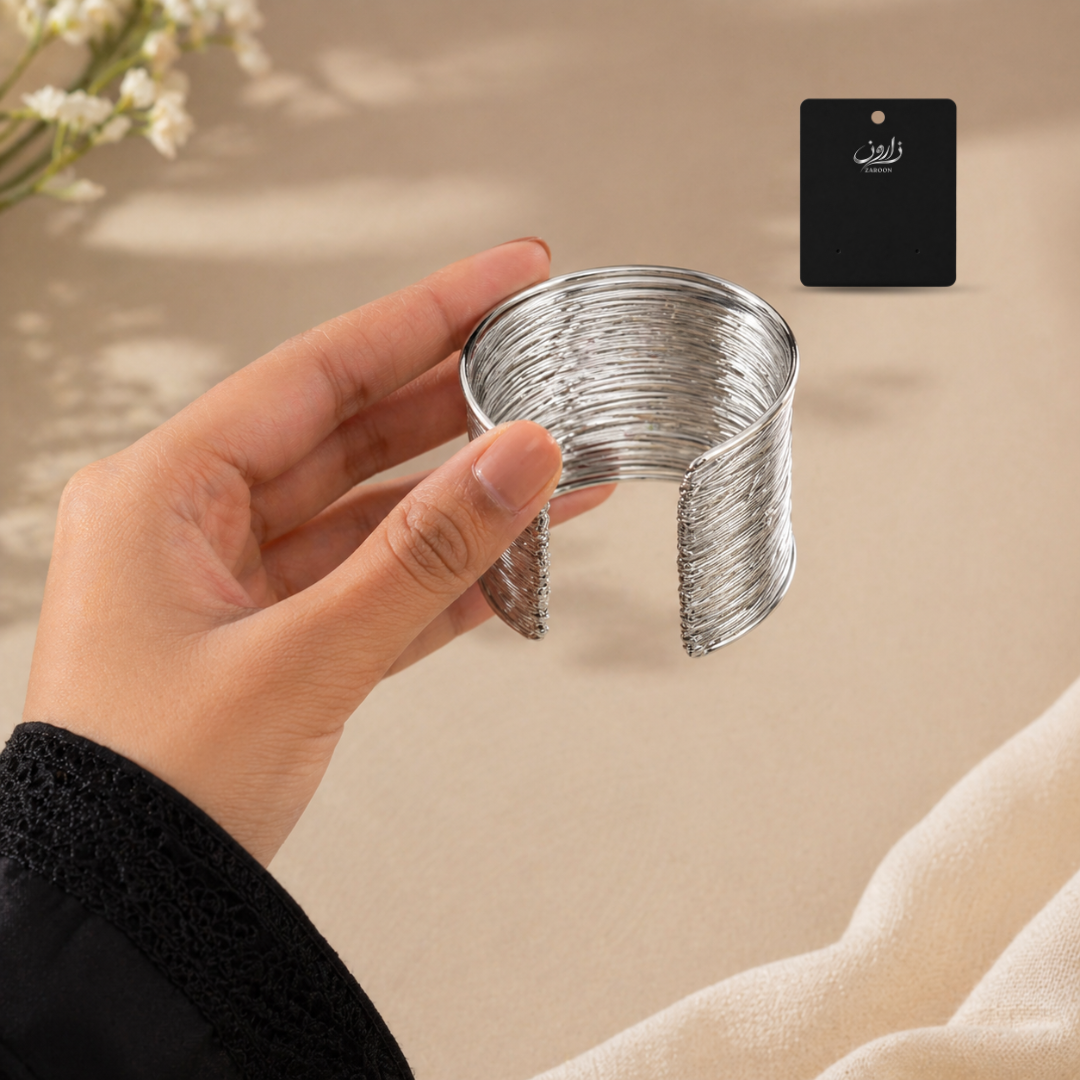 Oxidized Silver Wide Cuff Bracelet for Women | Adjustable Antique Hand Cuff Bangle