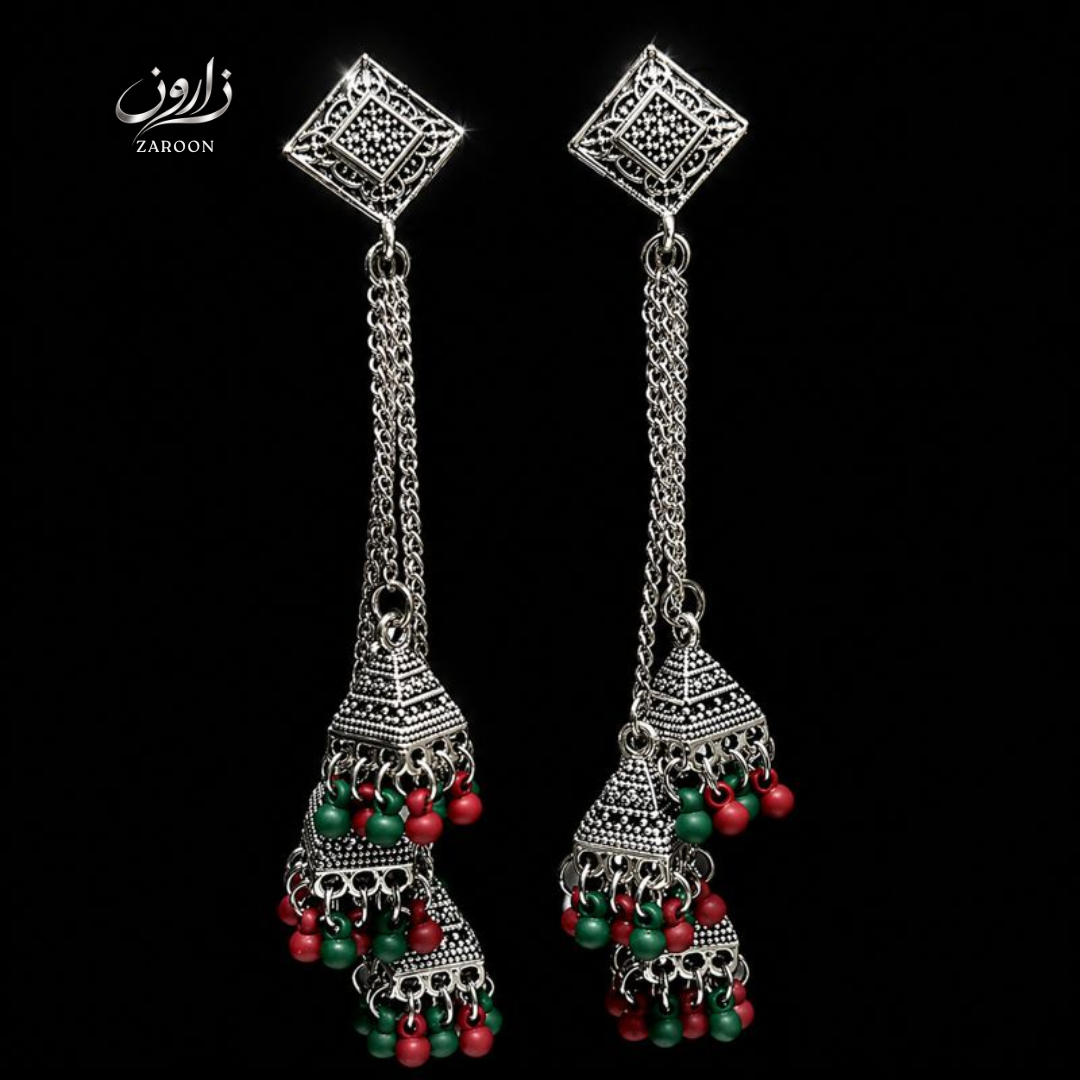 Oxidized Long Chain Kashmiri Jhumka  for Women