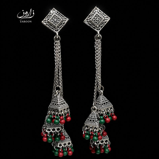 Oxidized Long Chain Kashmiri Jhumka  for Women