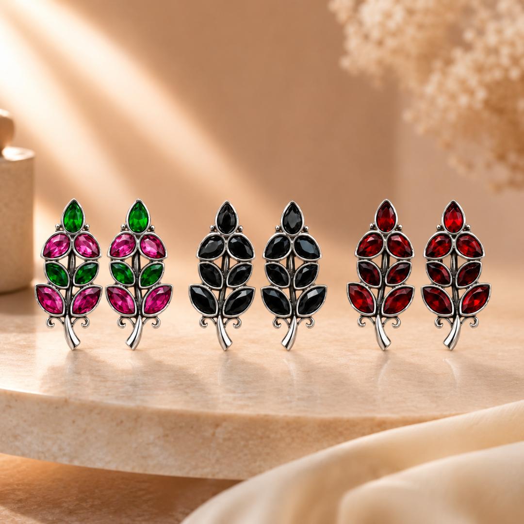 Leaf Crystal Earrings