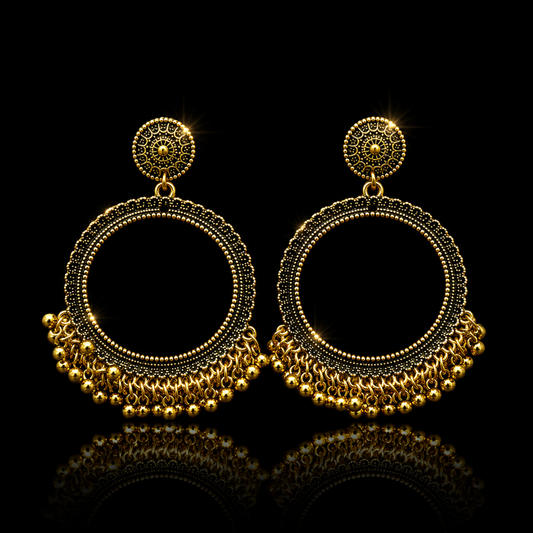 Vintage Hoop Tassel Earrings
