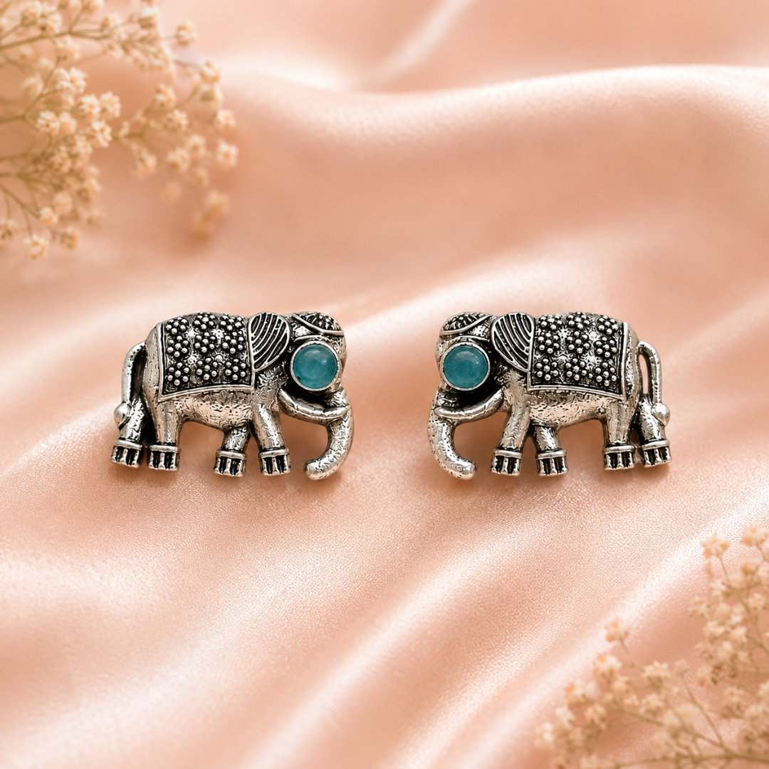 Azure Elephant Stud Earrings