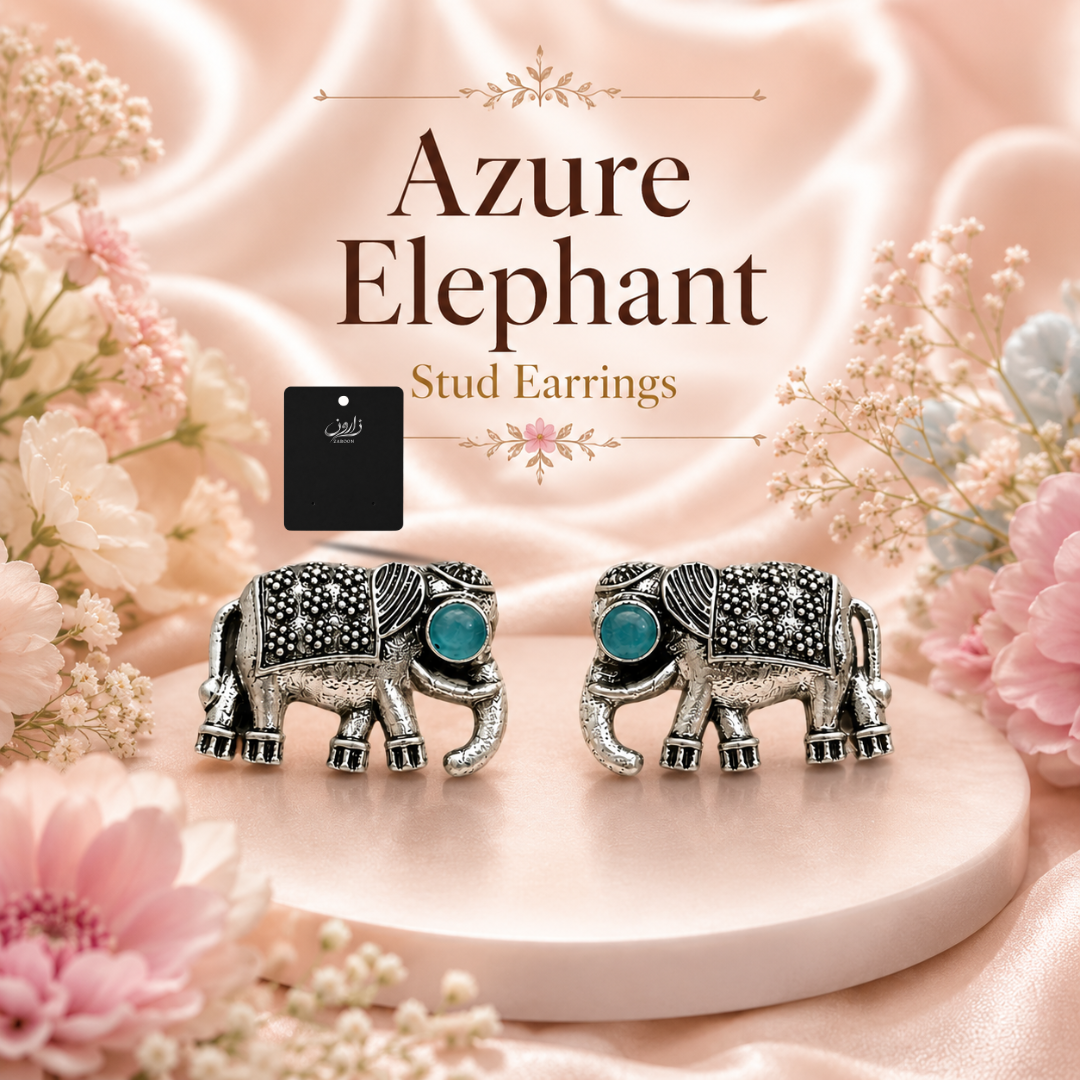 Azure Elephant Stud Earrings