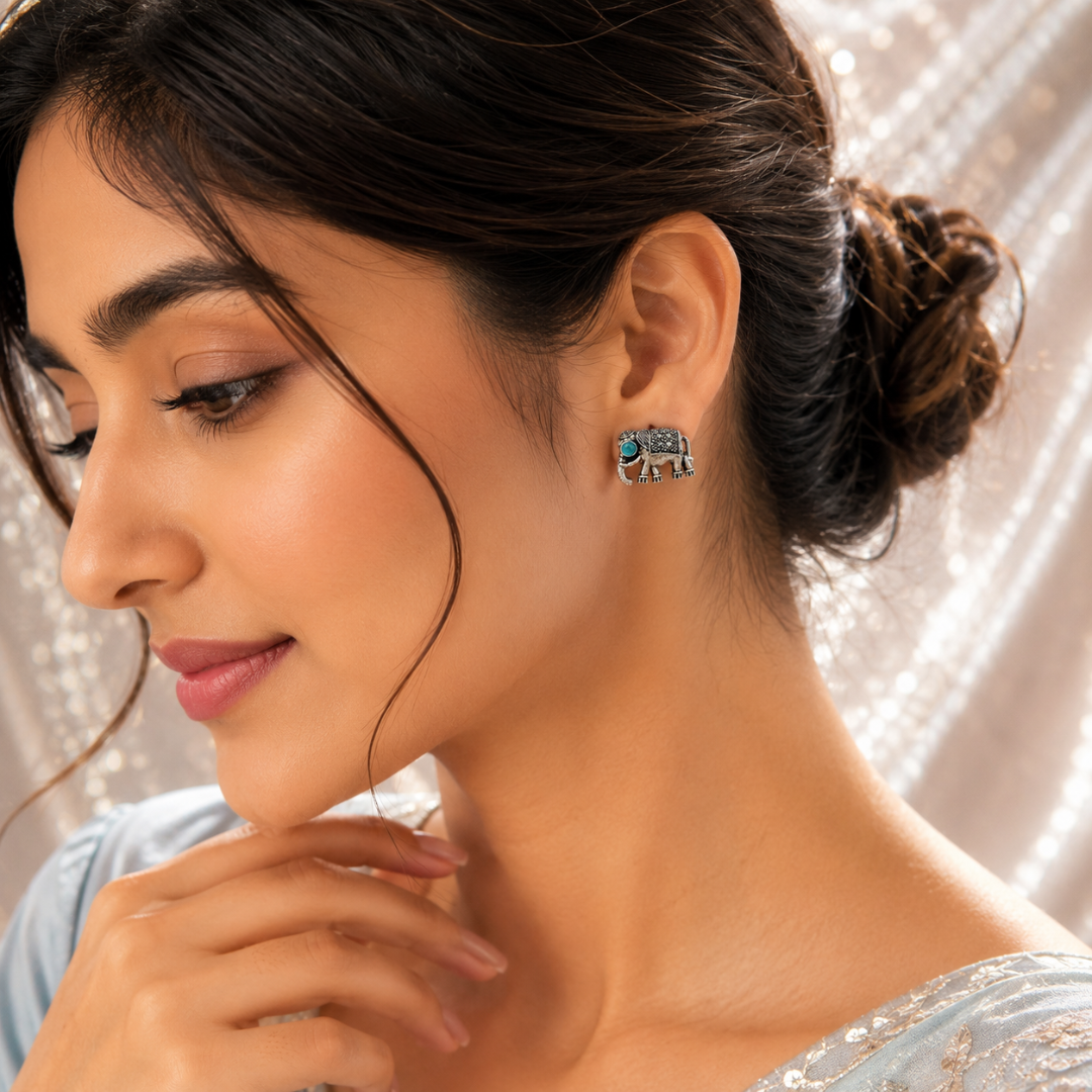 Azure Elephant Stud Earrings