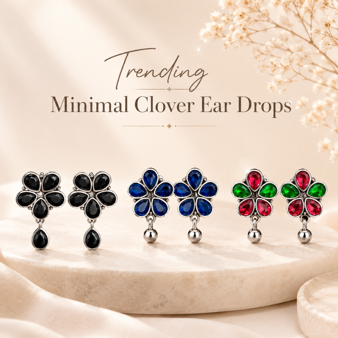 Floral Crystal Drop Stud Earrings